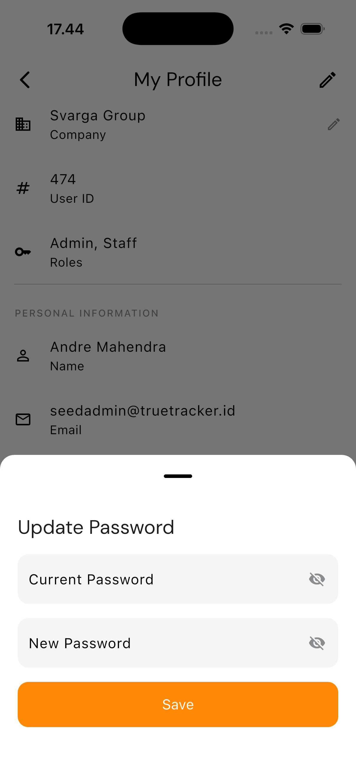 Formulir ubah password