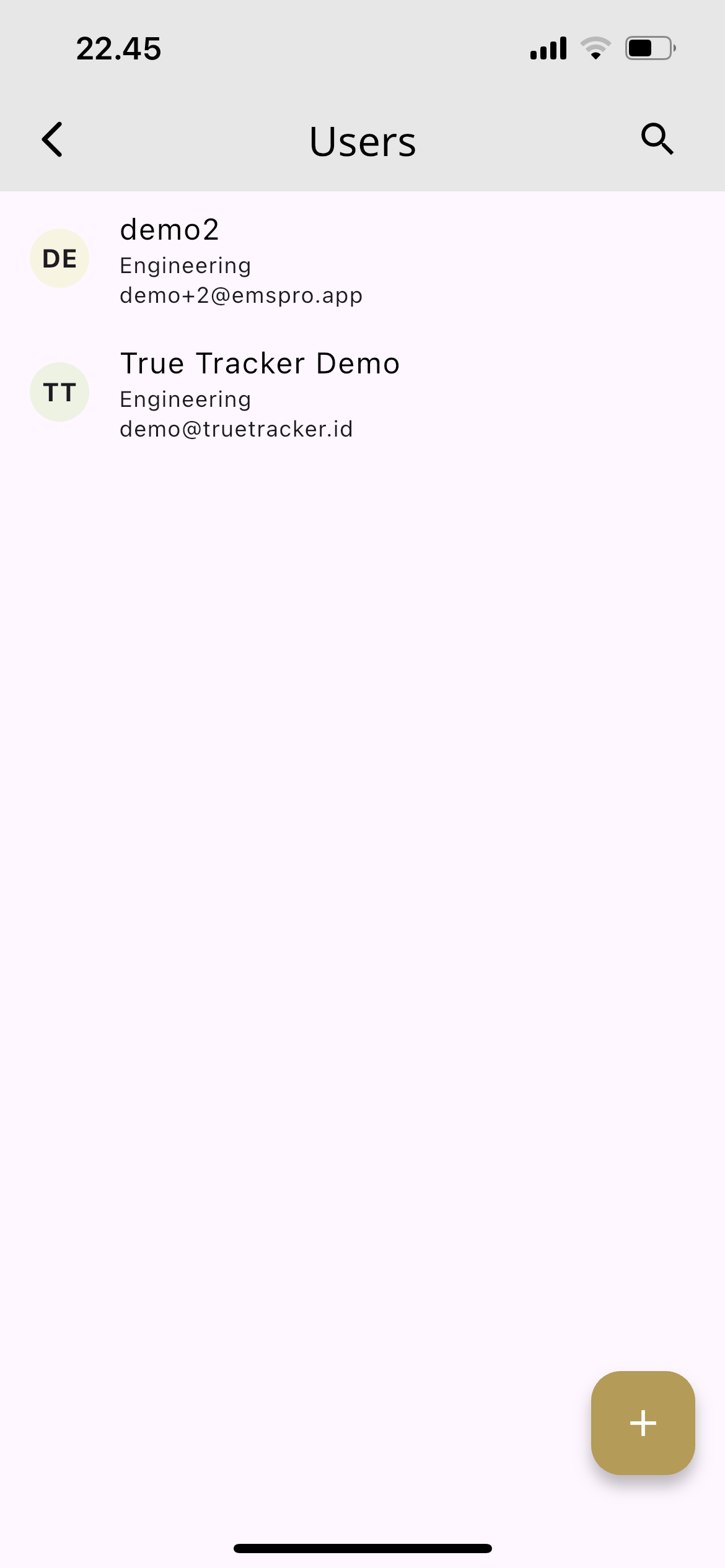 Layar Daftar Pengguna