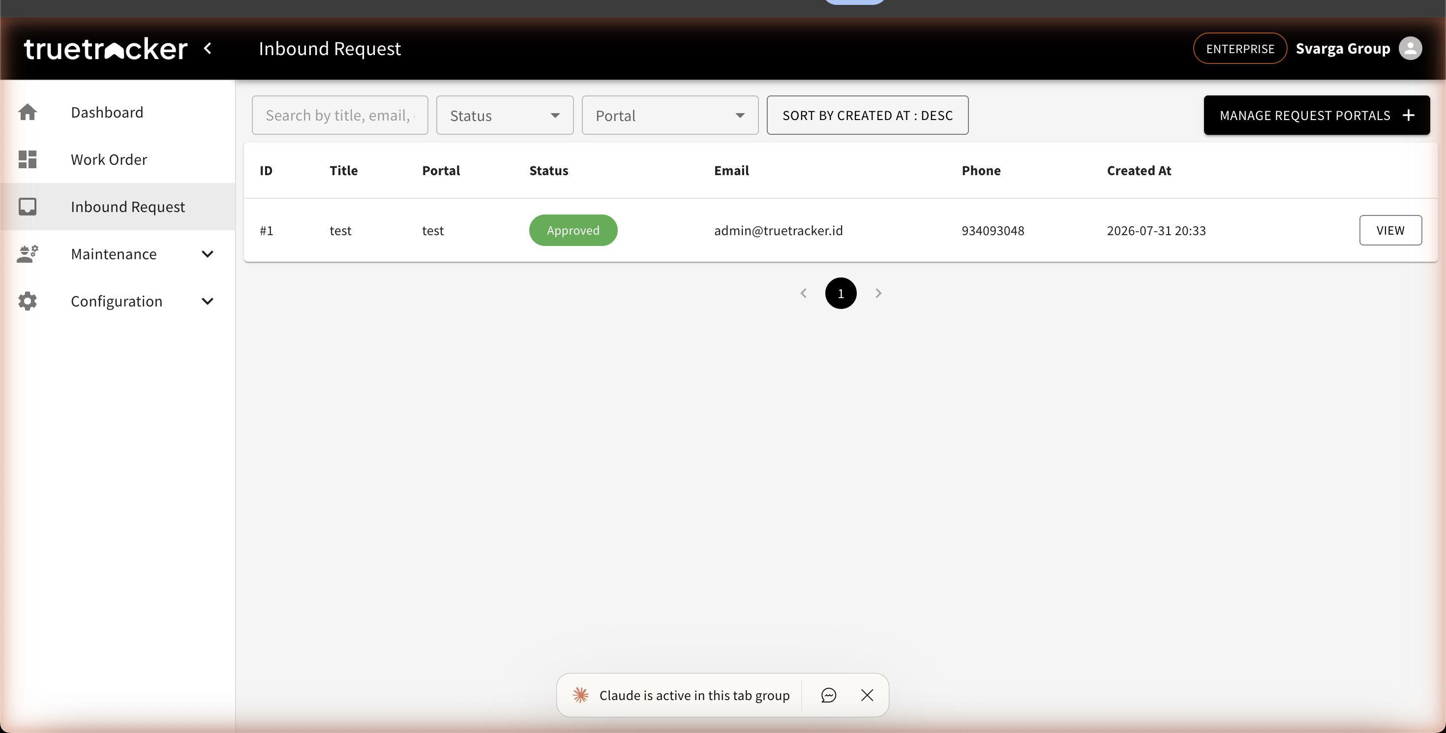 Daftar inbound request