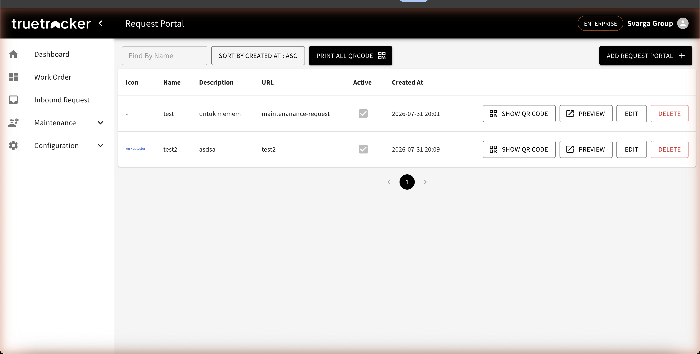 Daftar request portal