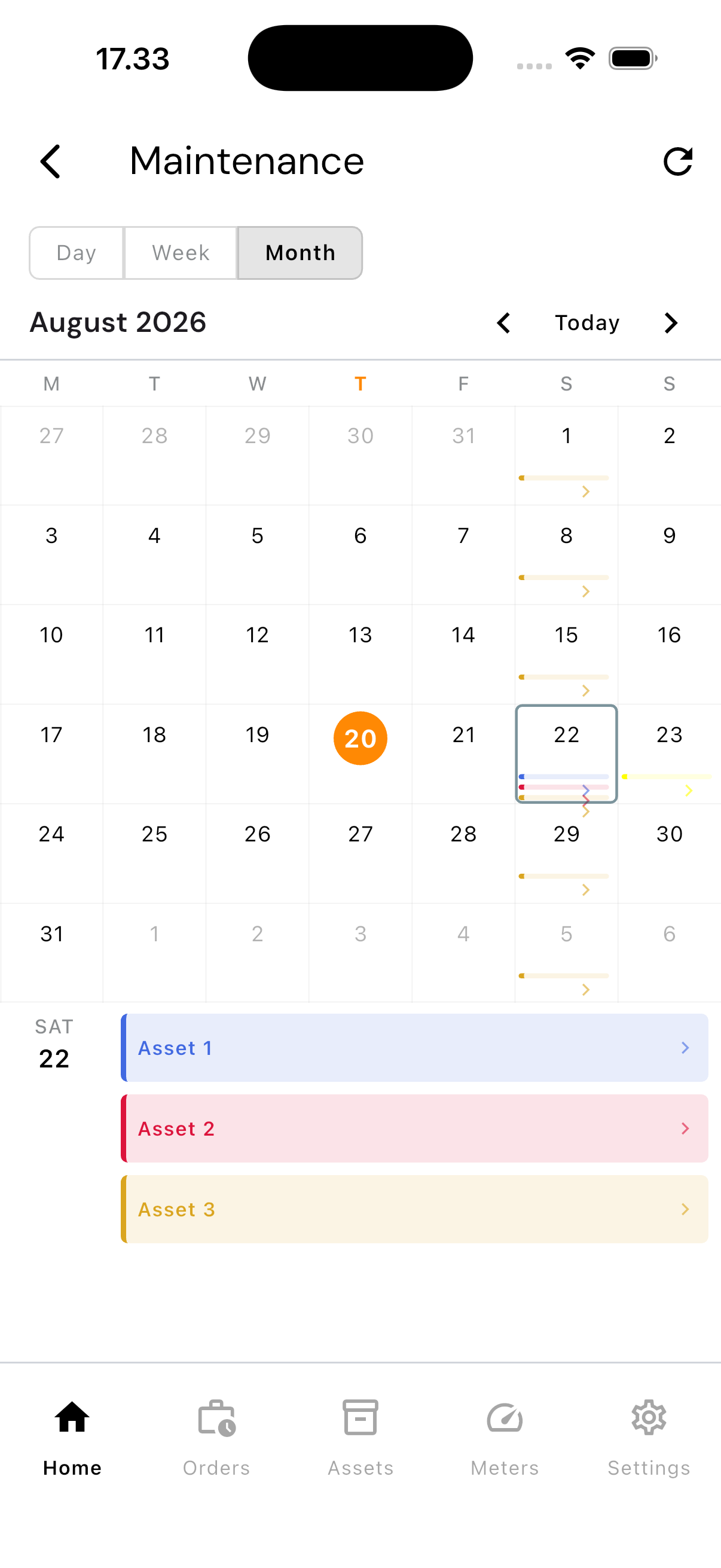 Schedule for one date