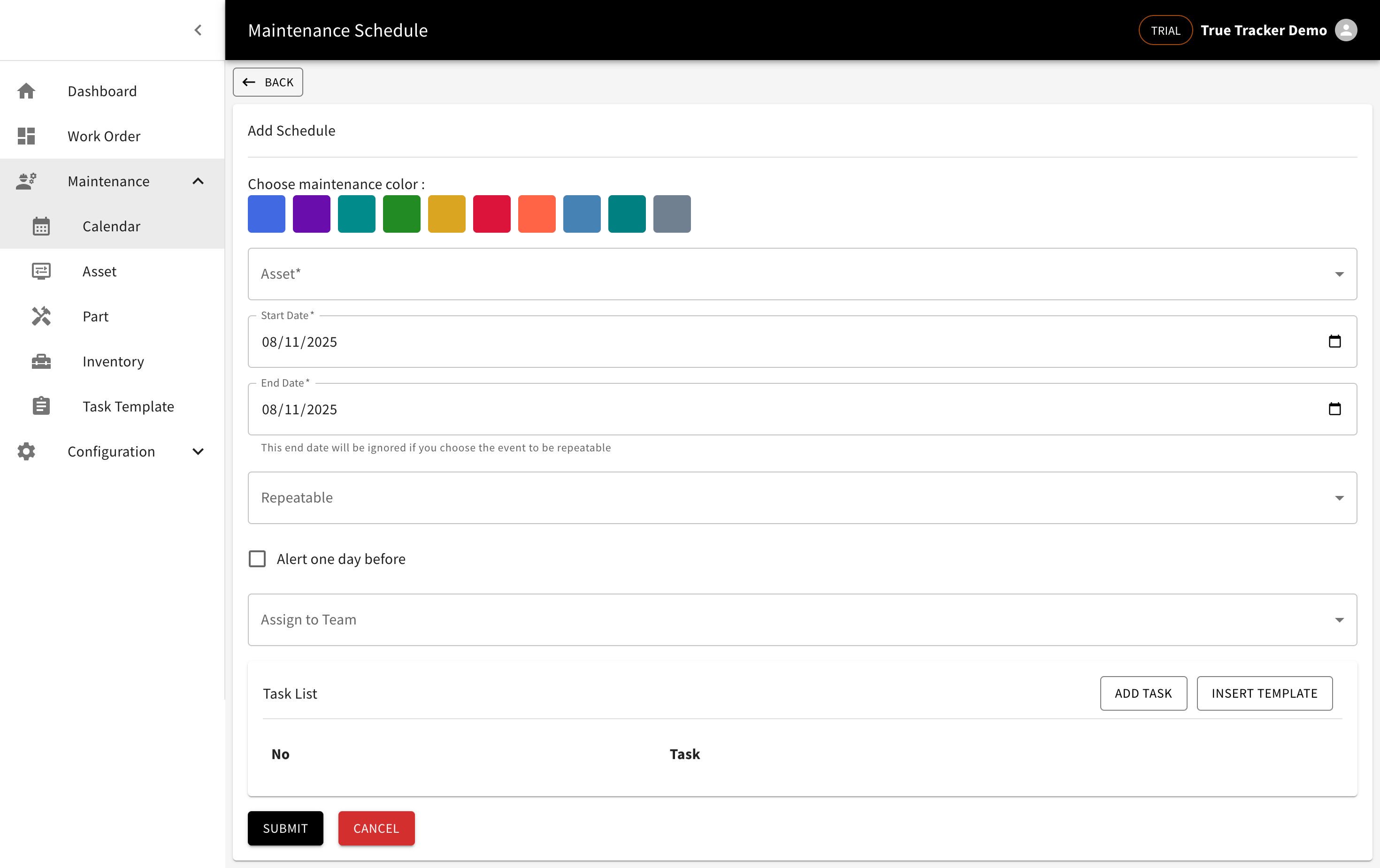 Creating a maintenance schedule
