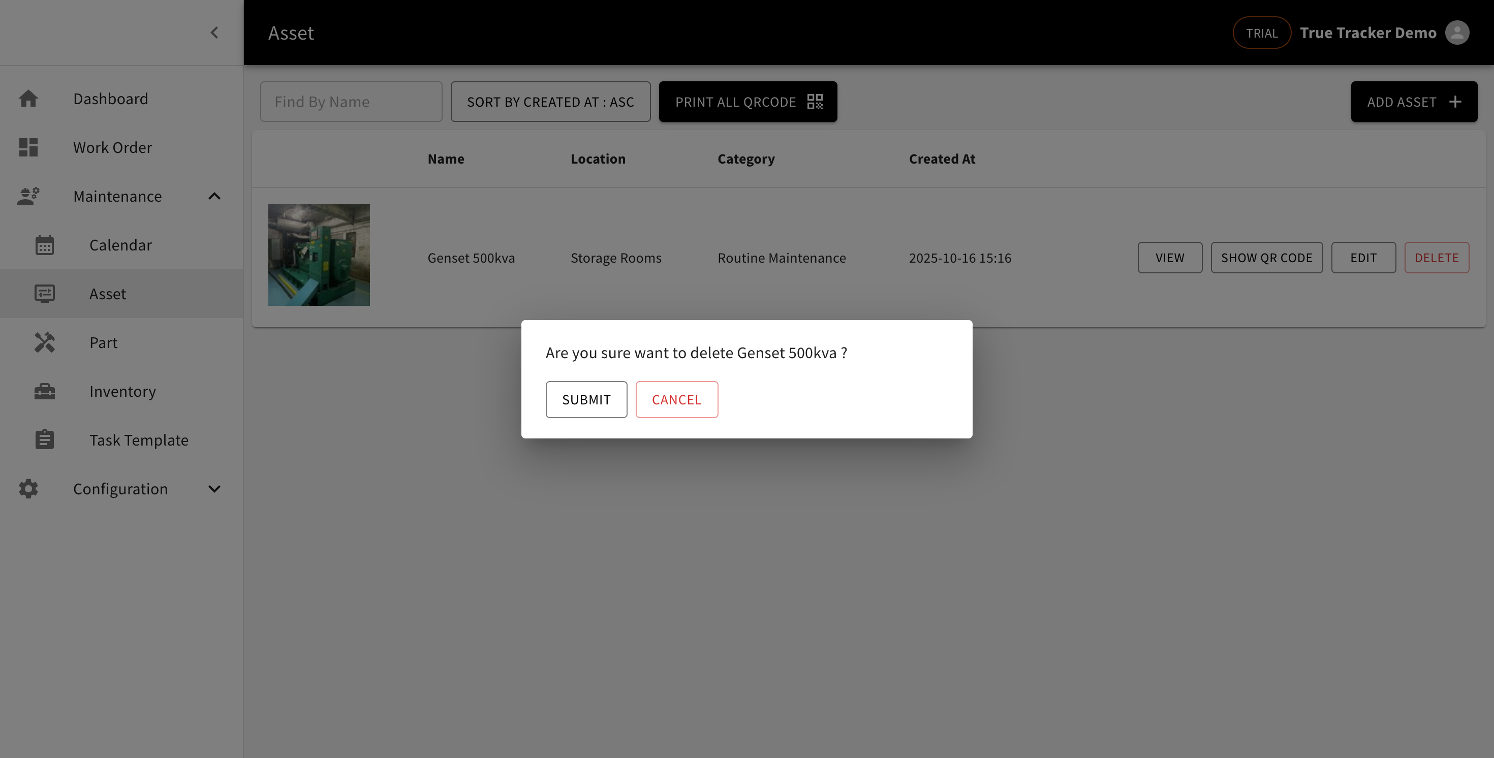 Delete Asset Confirmation