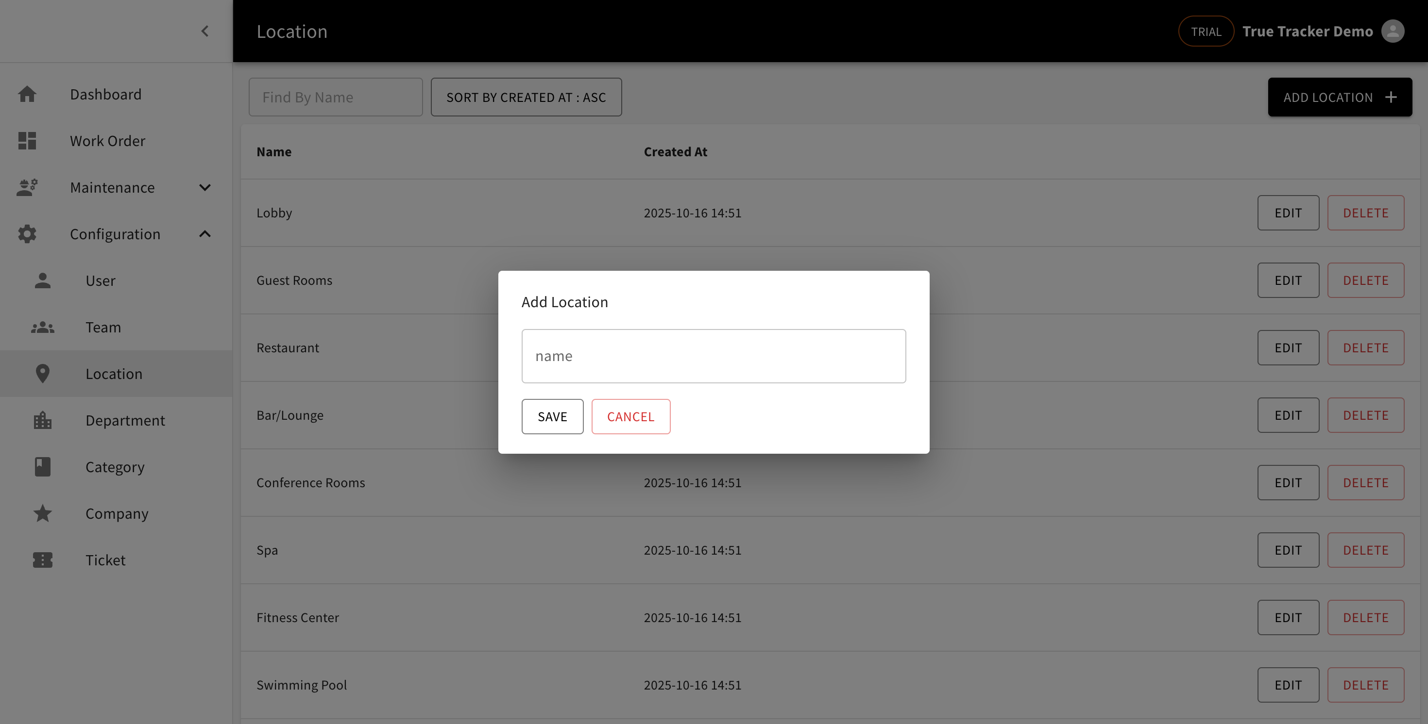 Create Location Screen
